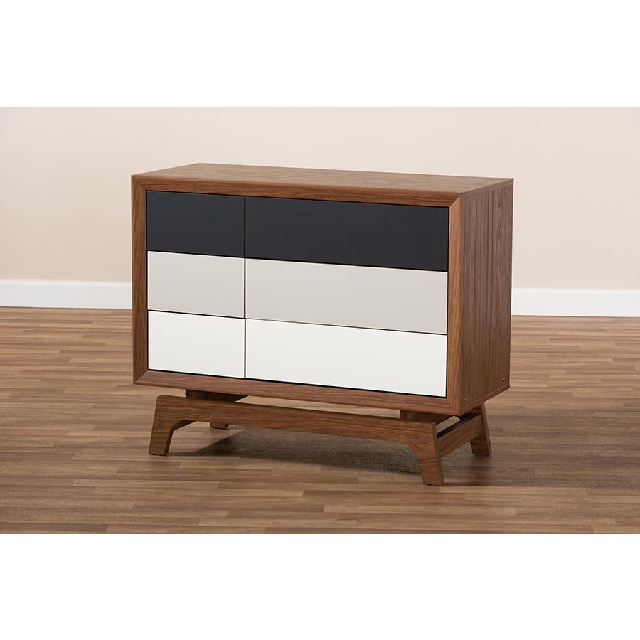 Baxton Studio Svante Mid-Century Modern Multicolor Finished Wood 6-Drawer Chest. Picture 8
