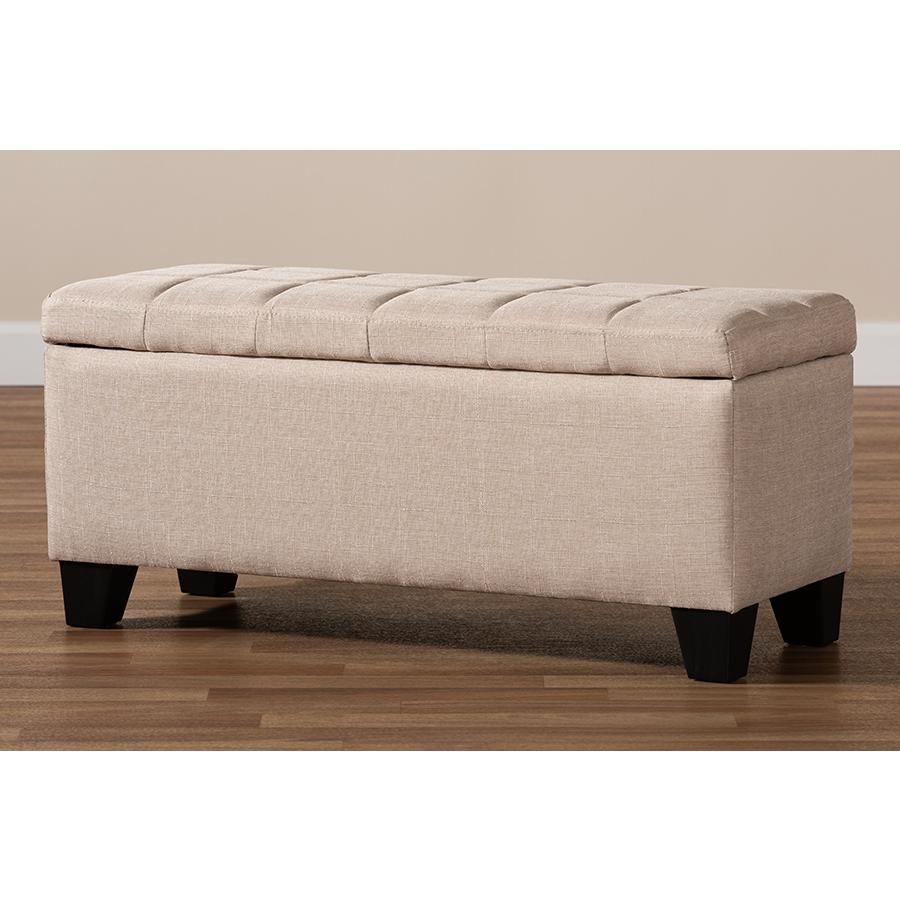 Baxton Studio Fera Modern and Contemporary Beige Fabric Upholstered Storage Ottoman. Picture 11