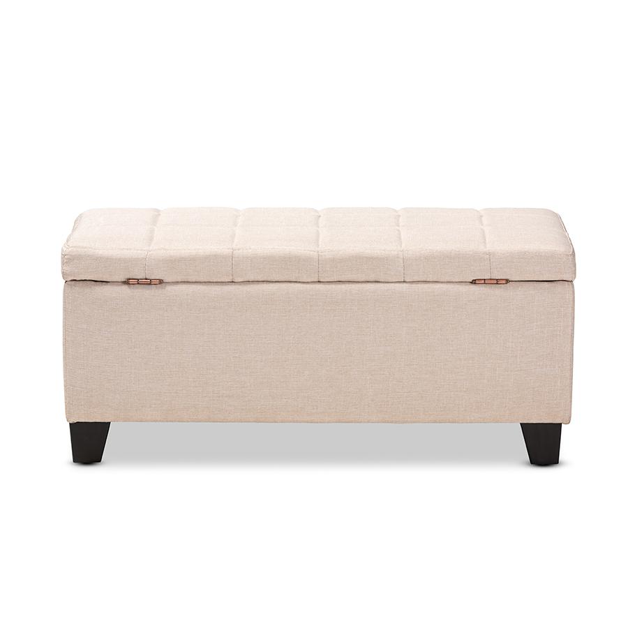 Baxton Studio Fera Modern and Contemporary Beige Fabric Upholstered Storage Ottoman. Picture 6