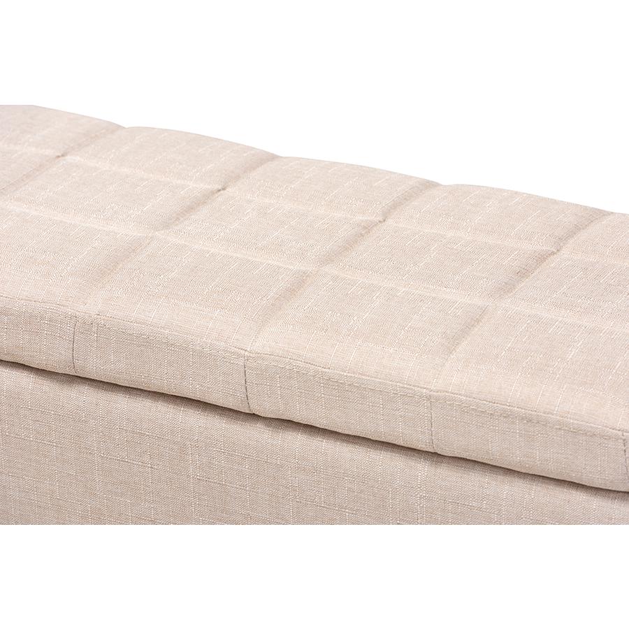Baxton Studio Fera Modern and Contemporary Beige Fabric Upholstered Storage Ottoman. Picture 7