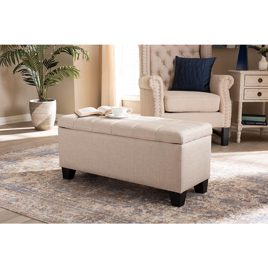 Baxton Studio Fera Modern and Contemporary Beige Fabric Upholstered Storage Ottoman. Picture 9