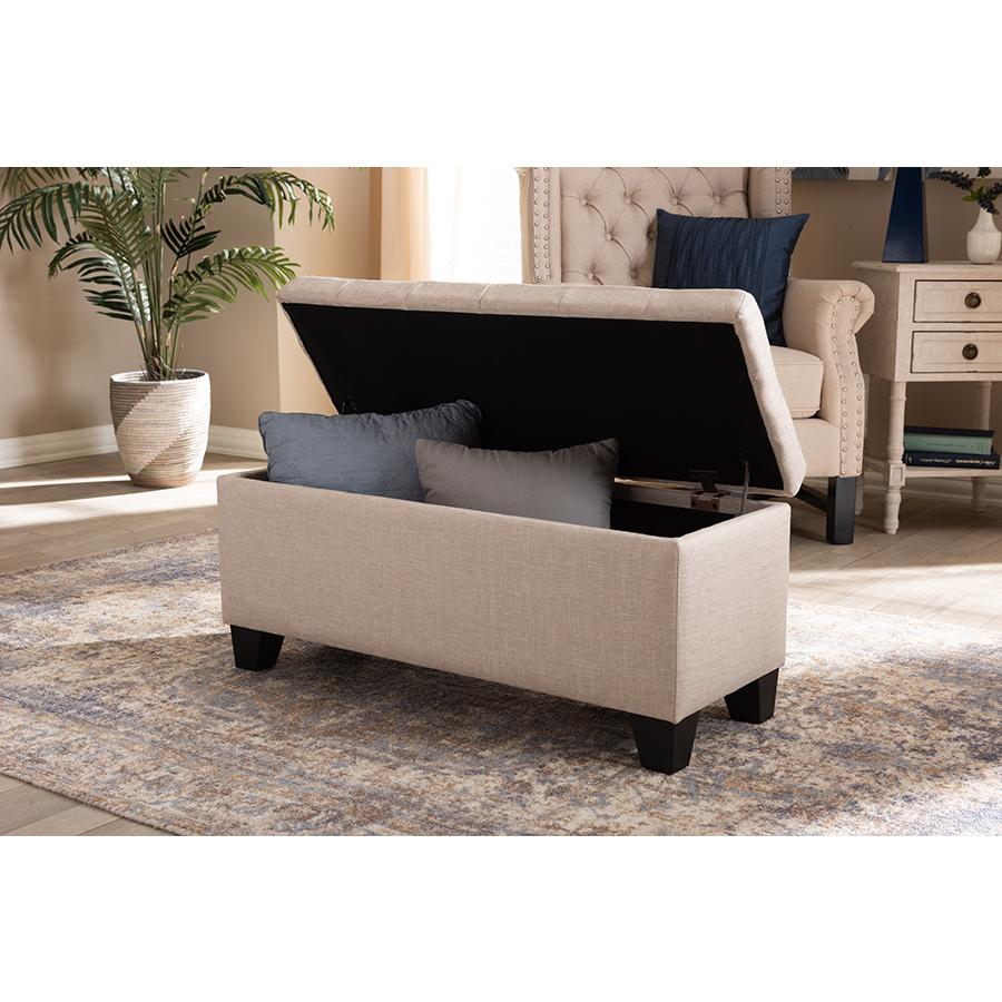 Baxton Studio Fera Modern and Contemporary Beige Fabric Upholstered Storage Ottoman. Picture 2