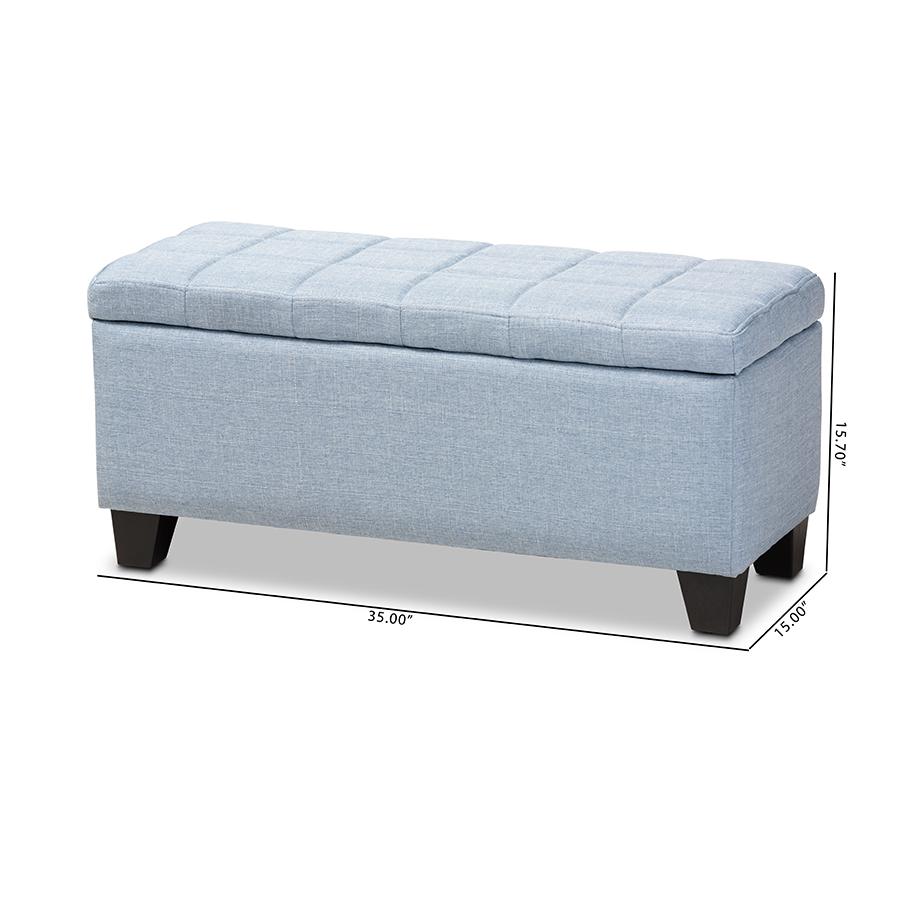 Fera Modern and Contemporary Light Blue Fabric Upholstered Storage Ottoman. Picture 11