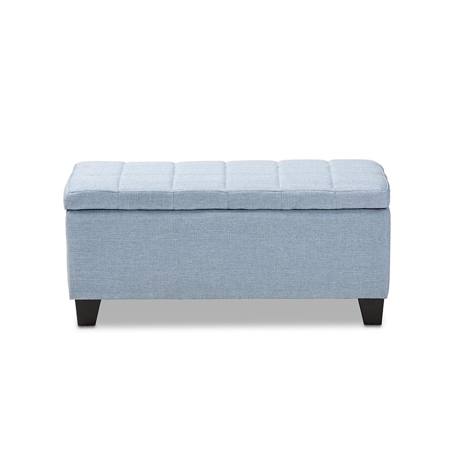 Fera Modern and Contemporary Light Blue Fabric Upholstered Storage Ottoman. Picture 3