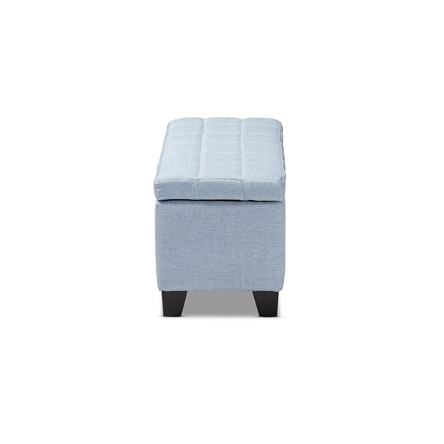 Fera Modern and Contemporary Light Blue Fabric Upholstered Storage Ottoman. Picture 4