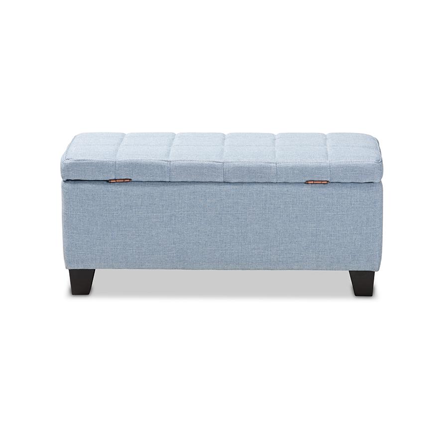 Fera Modern and Contemporary Light Blue Fabric Upholstered Storage Ottoman. Picture 5