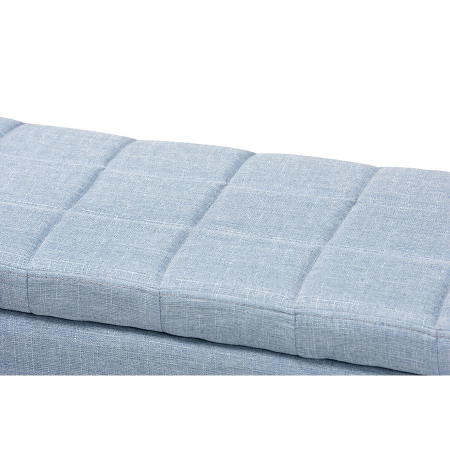 Fera Modern and Contemporary Light Blue Fabric Upholstered Storage Ottoman. Picture 6