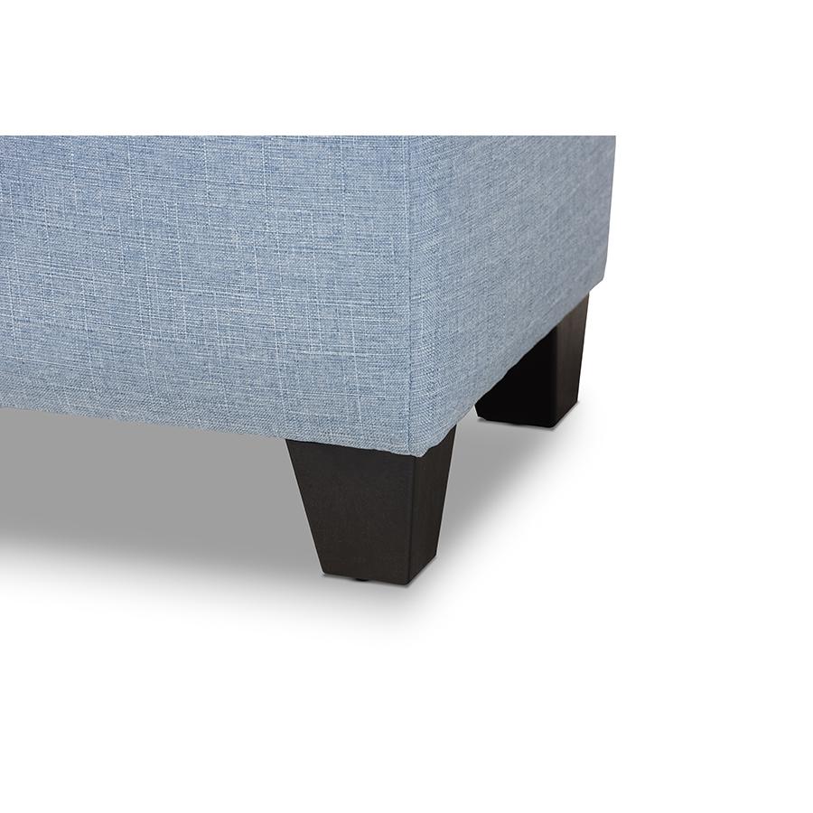Fera Modern and Contemporary Light Blue Fabric Upholstered Storage Ottoman. Picture 7