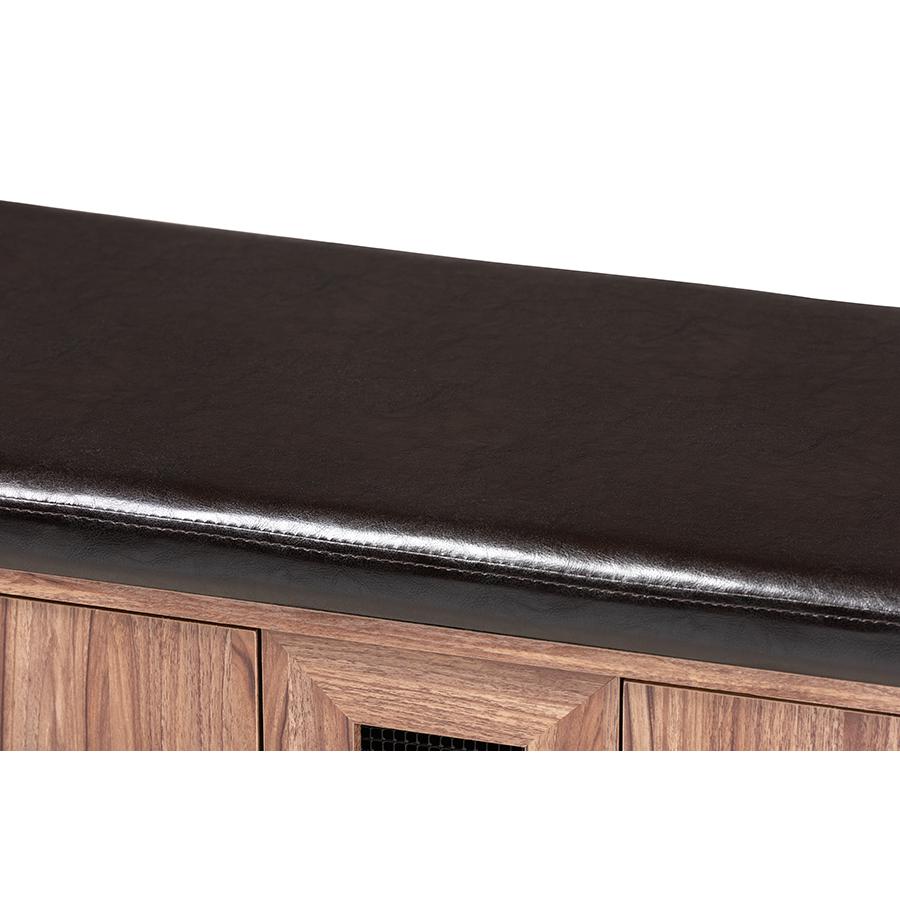 Baxton Studio Valina Modern and Contemporary Dark Brown Faux Leather Upholstered 2-Door Wood Shoe Storage Bench. Picture 5