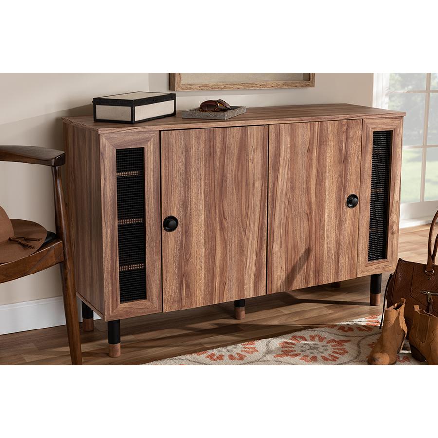 Baxton Studio Valina Modern and Contemporary 2-Door Wood Entryway Shoe Storage Cabinet with Screen Inserts. Picture 7