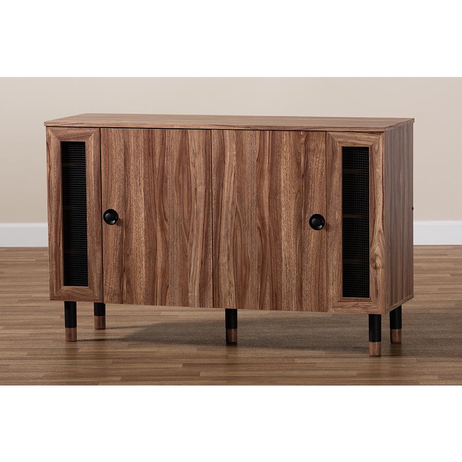 Baxton Studio Valina Modern and Contemporary 2-Door Wood Entryway Shoe Storage Cabinet with Screen Inserts. Picture 9
