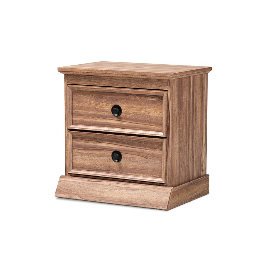 Ryker Modern and Contemporary Oak Finished 2-Drawer Wood Nightstand. Picture 1