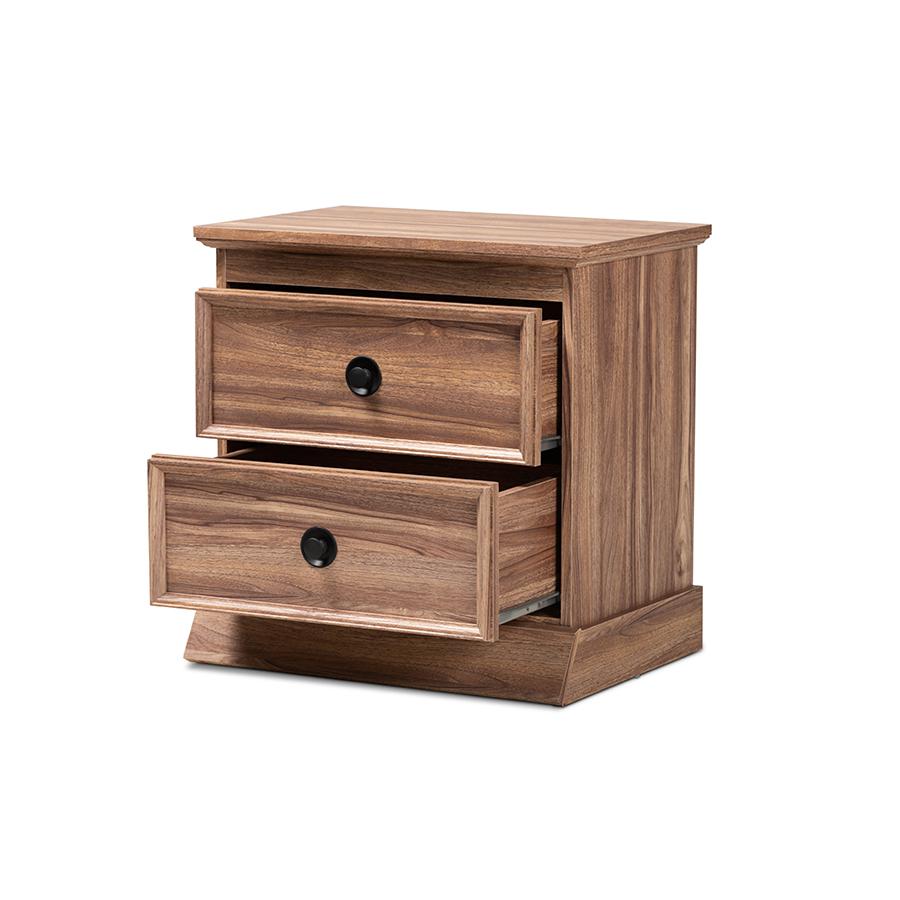 Baxton Studio Ryker Modern and Contemporary Oak Finished 2-Drawer Wood Nightstand. Picture 2