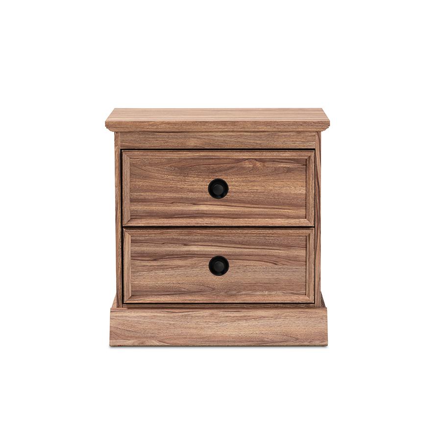 Baxton Studio Ryker Modern and Contemporary Oak Finished 2-Drawer Wood Nightstand. Picture 3