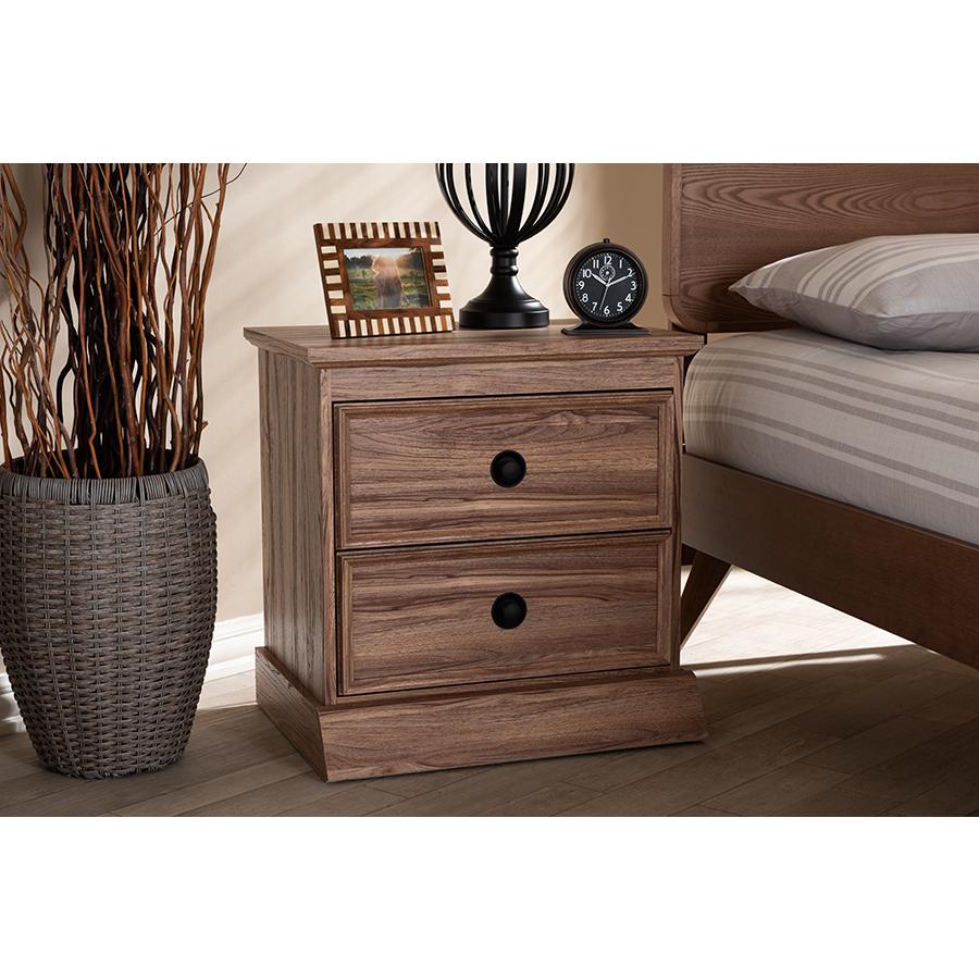 Baxton Studio Ryker Modern and Contemporary Oak Finished 2-Drawer Wood Nightstand. Picture 6