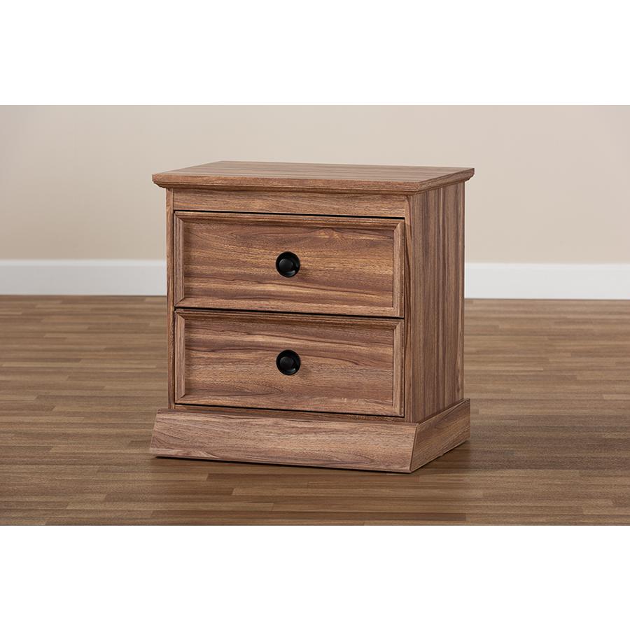 Ryker Modern and Contemporary Oak Finished 2-Drawer Wood Nightstand. Picture 7