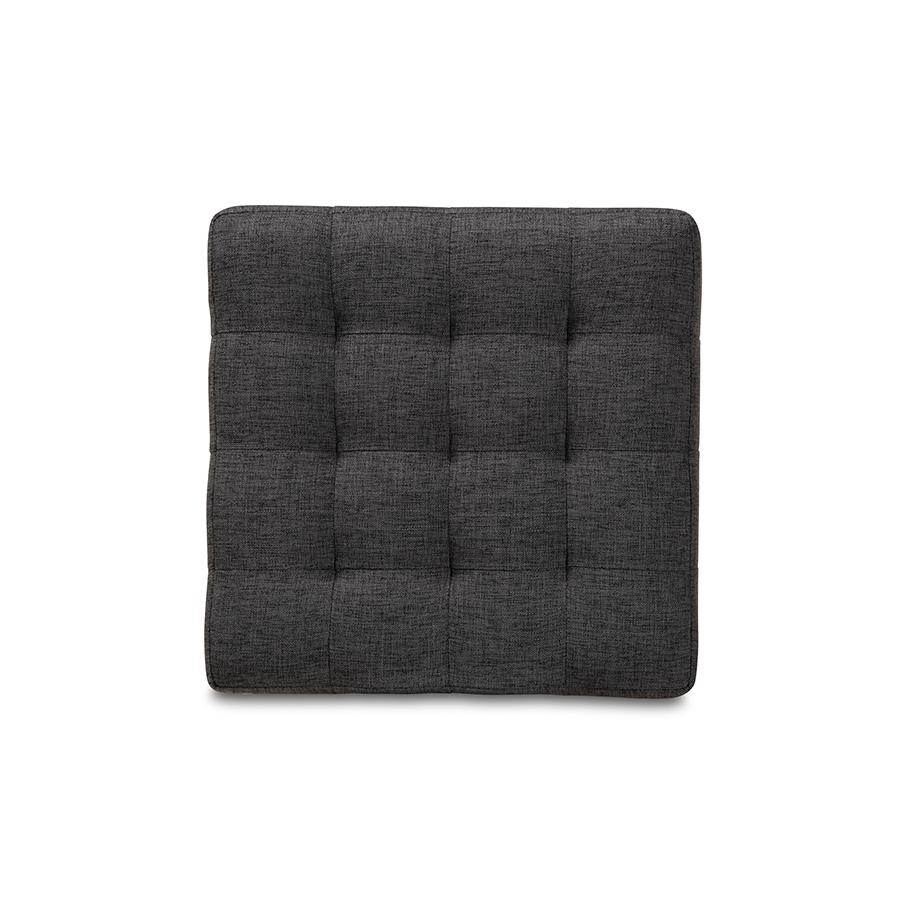 Baxton Studio Elladio Modern and Contemporary Dark Grey Fabric Upholstered Tufted Cube Ottoman. Picture 3