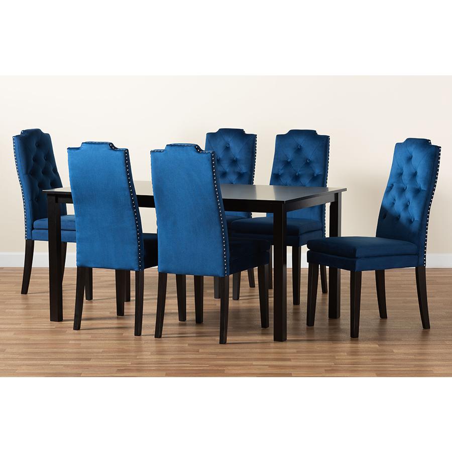 Dark Brown Finished Wood 7-Piece Dining Set. Picture 9