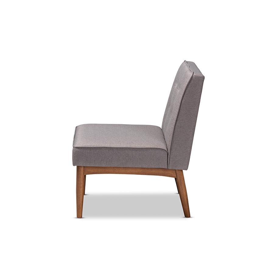 Baxton Studio Arvid Mid-Century Modern Gray Fabric Upholstered Wood Dining Chair. Picture 3