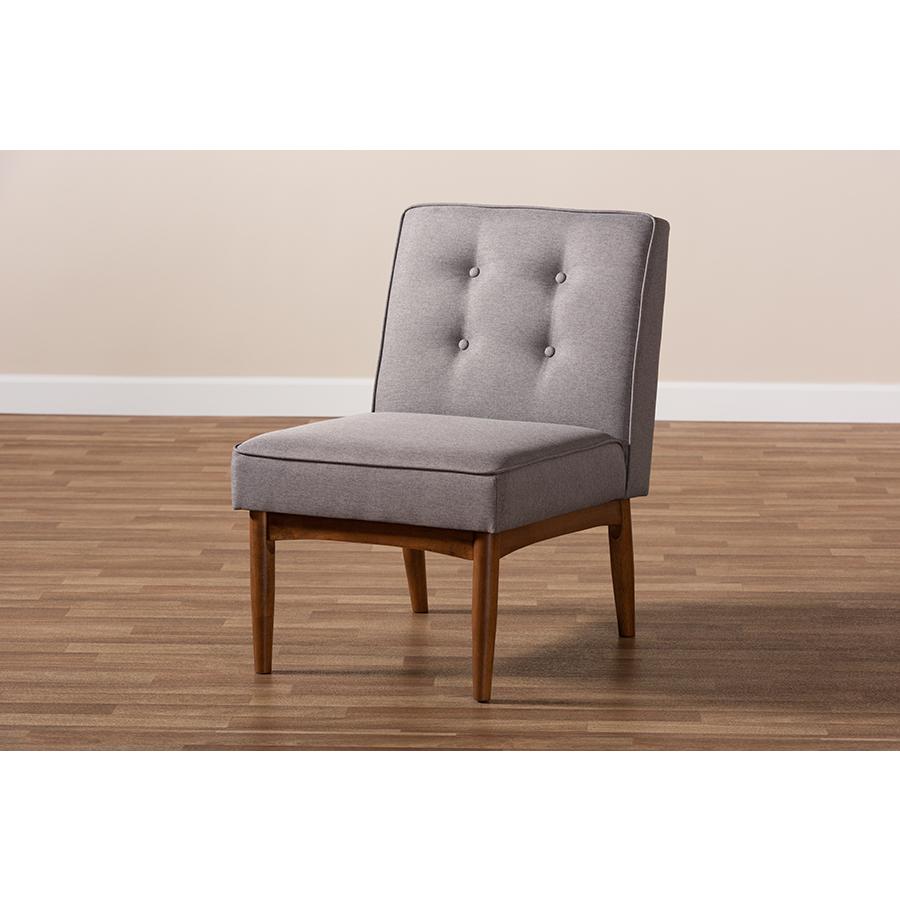 Baxton Studio Arvid Mid-Century Modern Gray Fabric Upholstered Wood Dining Chair. Picture 8