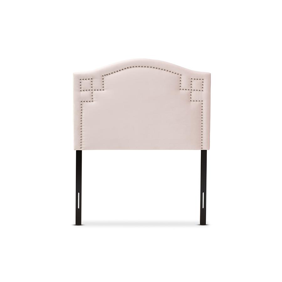 Baxton Studio Aubrey Modern and Contemporary Light Pink Velvet Fabric Upholstered Twin Size Headboard. Picture 3