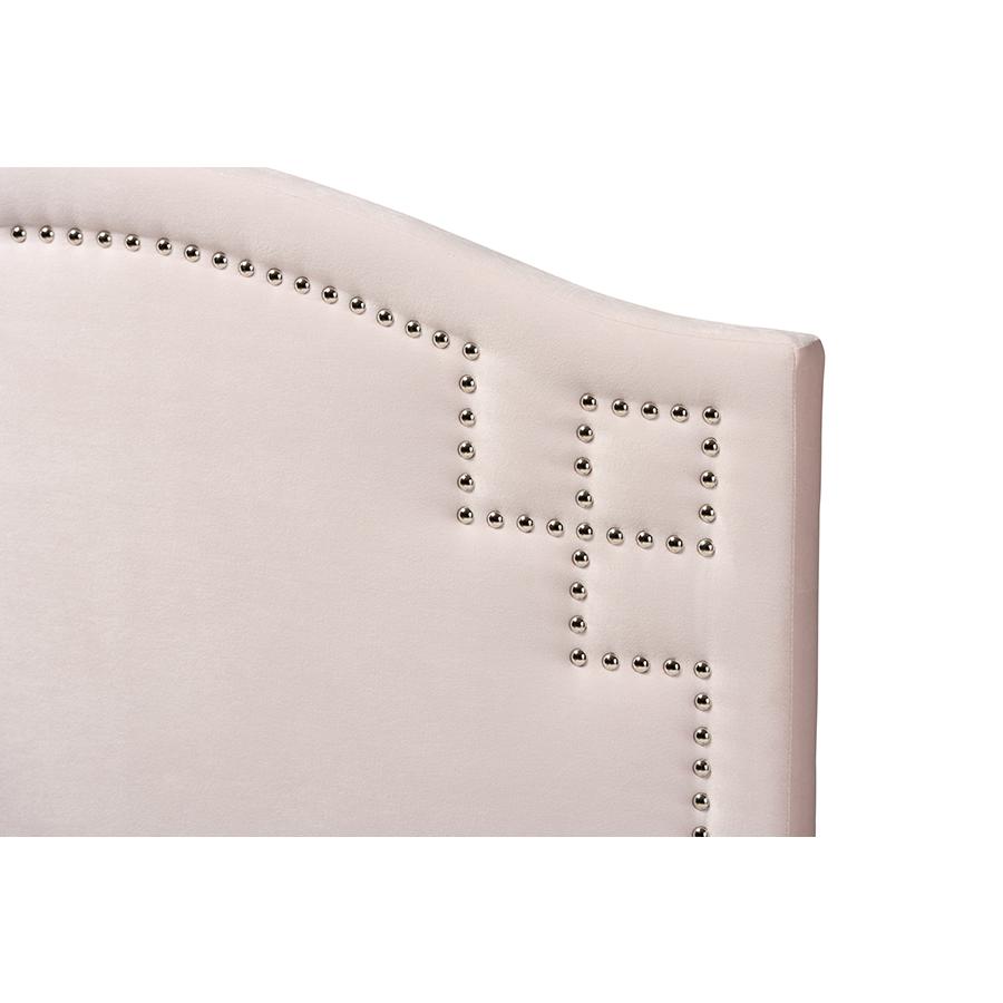 Baxton Studio Aubrey Modern and Contemporary Light Pink Velvet Fabric Upholstered Twin Size Headboard. Picture 4