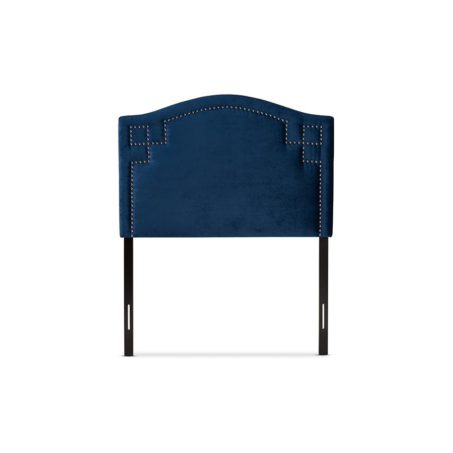 Baxton Studio Aubrey Modern and Contemporary Royal Blue Velvet Fabric Upholstered Twin Size Headboard. Picture 3