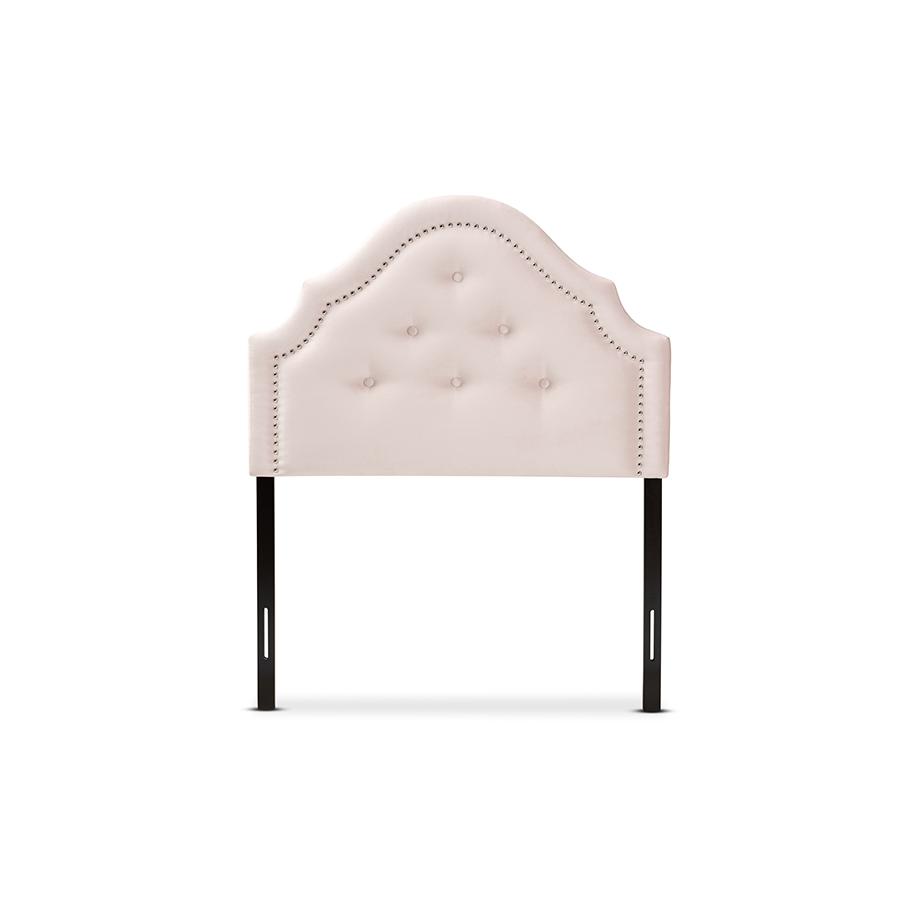 Baxton Studio Cora Modern and Contemporary Light Pink Velvet Fabric Upholstered Twin Size Headboard. Picture 3