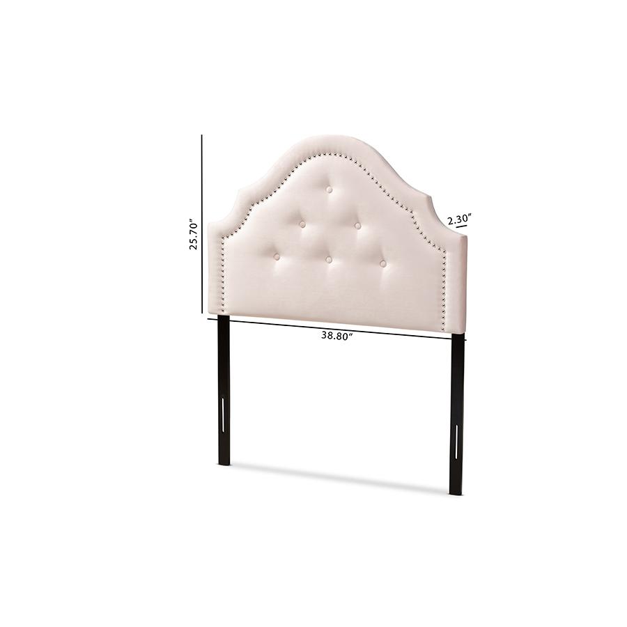 Baxton Studio Cora Modern and Contemporary Light Pink Velvet Fabric Upholstered Twin Size Headboard. Picture 7
