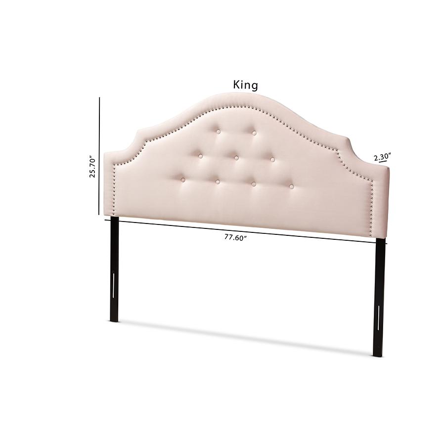 Baxton Studio Cora Modern and Contemporary Light Pink Velvet Fabric Upholstered Full Size Headboard. Picture 9
