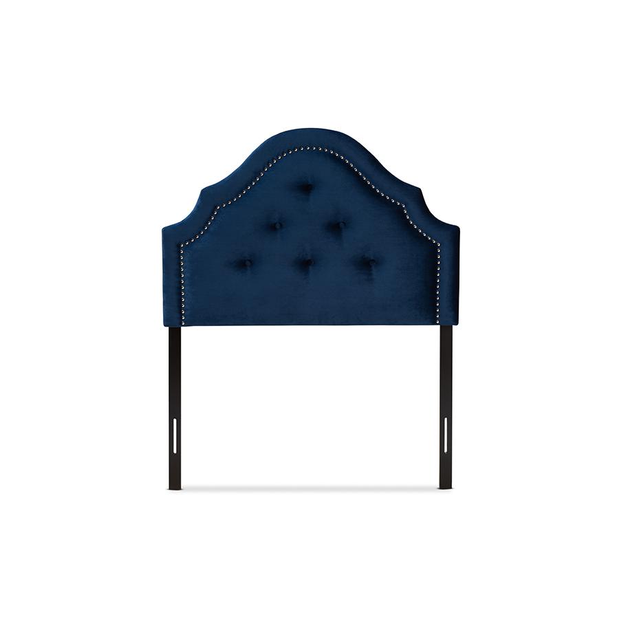 Baxton Studio Cora Modern and Contemporary Royal Blue Velvet Fabric Upholstered Twin Size Headboard. Picture 3