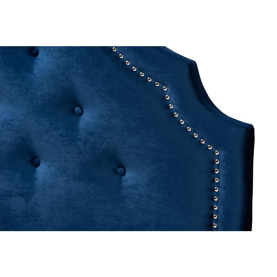 Baxton Studio Cora Modern and Contemporary Royal Blue Velvet Fabric Upholstered Twin Size Headboard. Picture 4