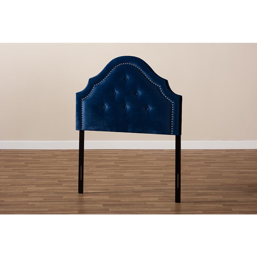 Baxton Studio Cora Modern and Contemporary Royal Blue Velvet Fabric Upholstered Twin Size Headboard. Picture 6