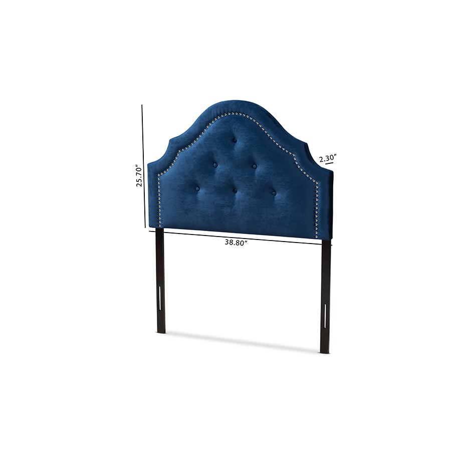 Baxton Studio Cora Modern and Contemporary Royal Blue Velvet Fabric Upholstered Twin Size Headboard. Picture 7