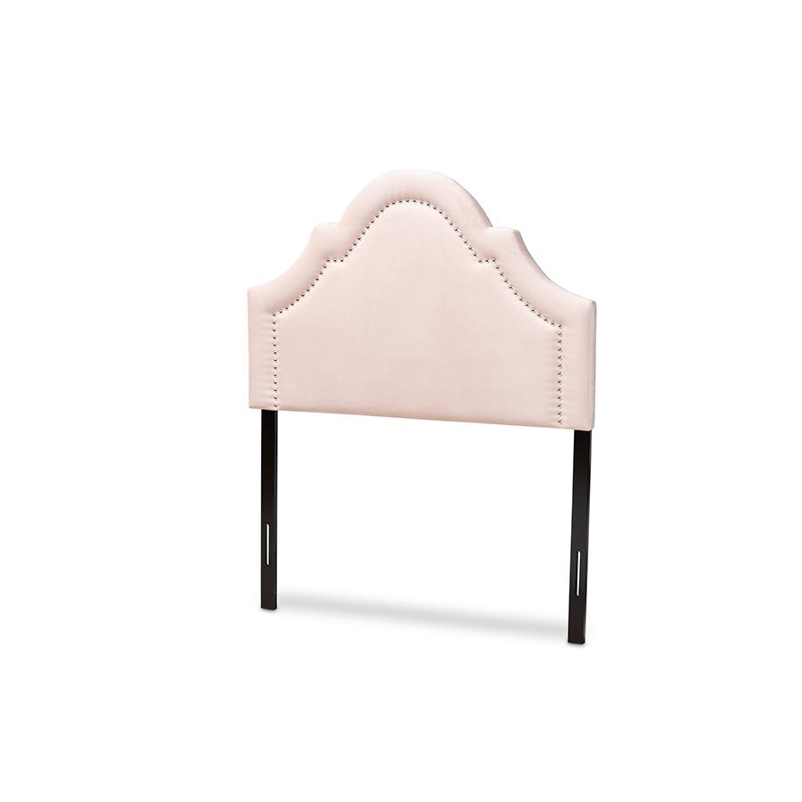 Baxton Studio Rita Modern and Contemporary Light Pink Velvet Fabric Upholstered Twin Size Headboard. Picture 1