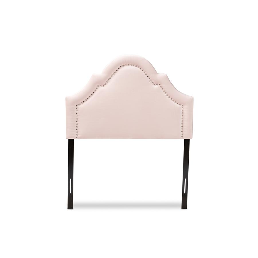 Baxton Studio Rita Modern and Contemporary Light Pink Velvet Fabric Upholstered Twin Size Headboard. Picture 2
