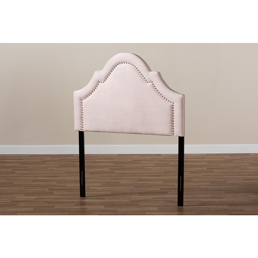 Baxton Studio Rita Modern and Contemporary Light Pink Velvet Fabric Upholstered Twin Size Headboard. Picture 5