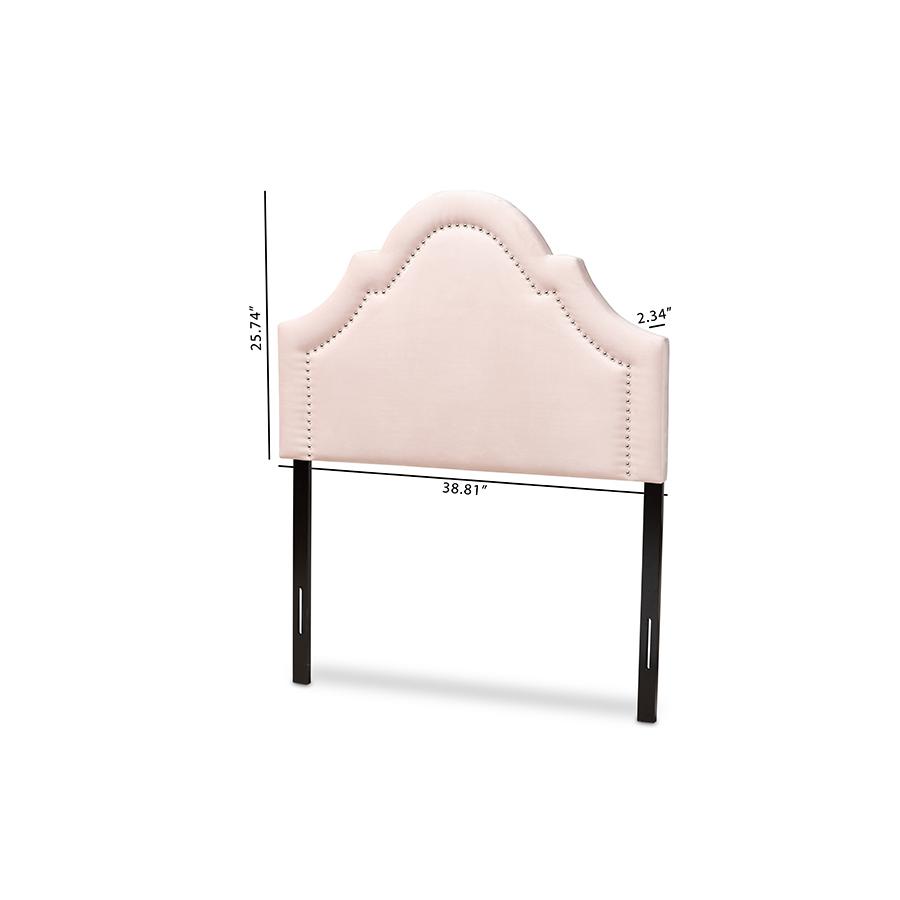 Baxton Studio Rita Modern and Contemporary Light Pink Velvet Fabric Upholstered Twin Size Headboard. Picture 6