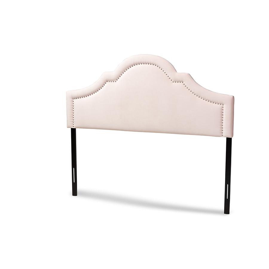 Baxton Studio Rita Modern and Contemporary Light Pink Velvet Fabric Upholstered Queen Size Headboard. The main picture.