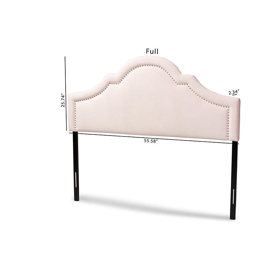 Baxton Studio Rita Modern and Contemporary Light Pink Velvet Fabric Upholstered Queen Size Headboard. Picture 6