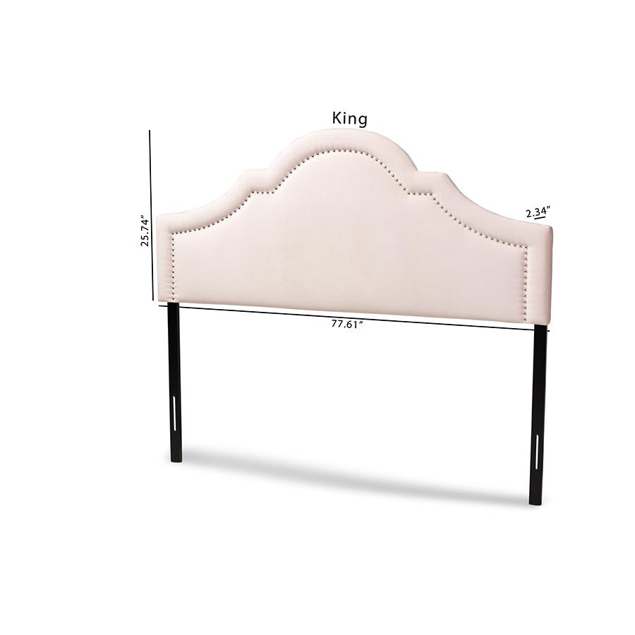 Baxton Studio Rita Modern and Contemporary Light Pink Velvet Fabric Upholstered Queen Size Headboard. Picture 8