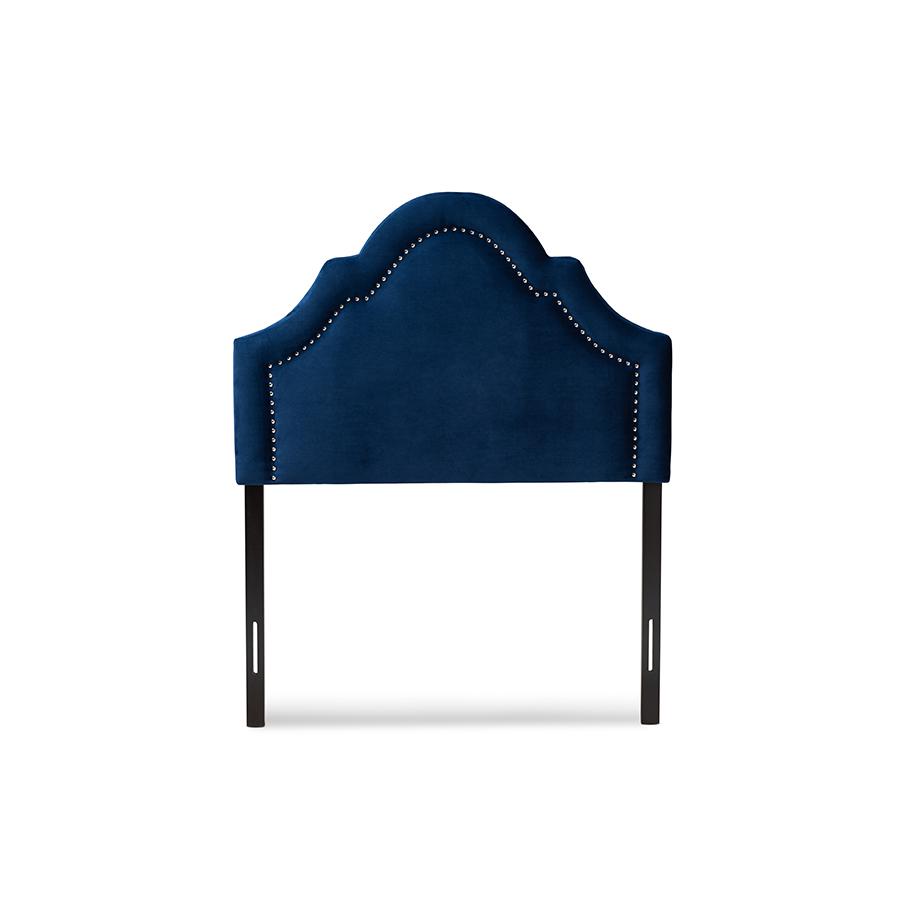 Baxton Studio Rita Modern and Contemporary Navy Blue Velvet Fabric Upholstered Twin Size Headboard. Picture 2