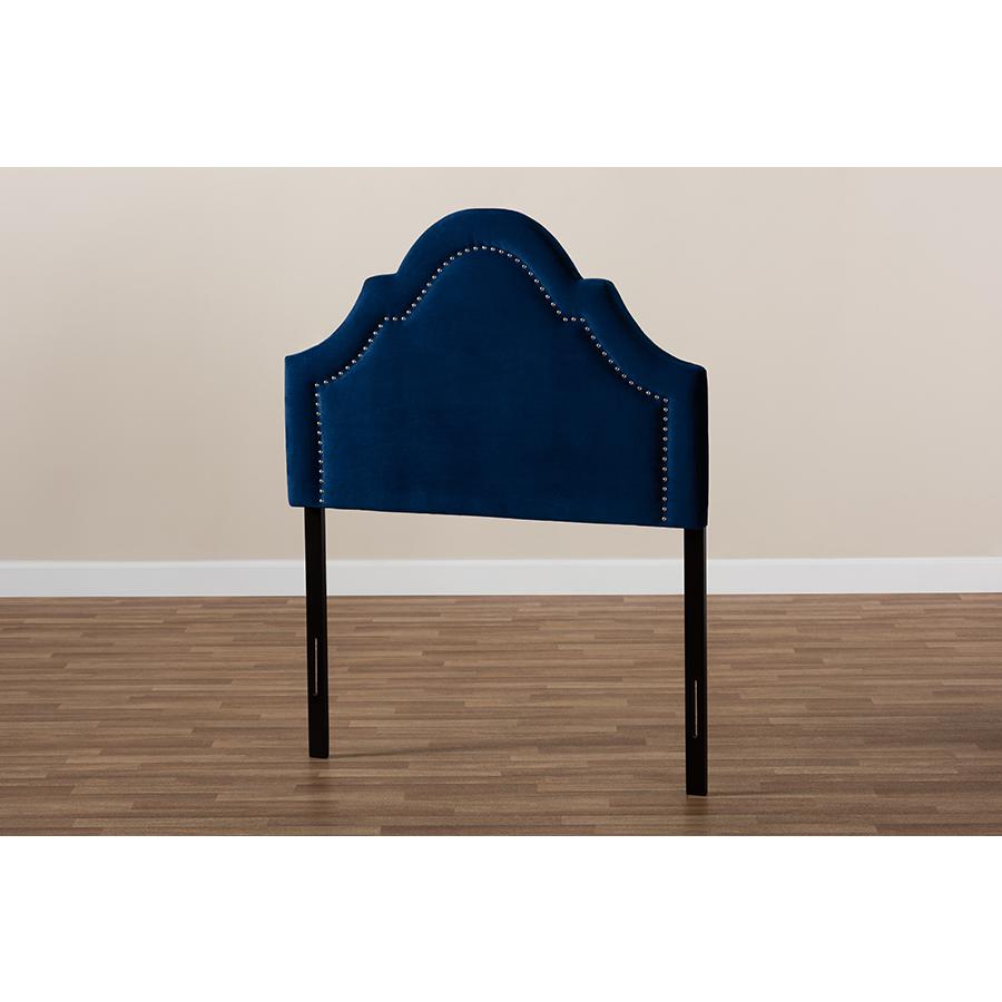 Baxton Studio Rita Modern and Contemporary Navy Blue Velvet Fabric Upholstered Twin Size Headboard. Picture 5
