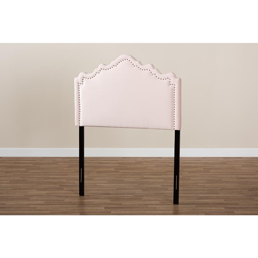 Baxton Studio Nadeen Modern and Contemporary Light Pink Velvet Fabric Upholstered Twin Size Headboard. Picture 5
