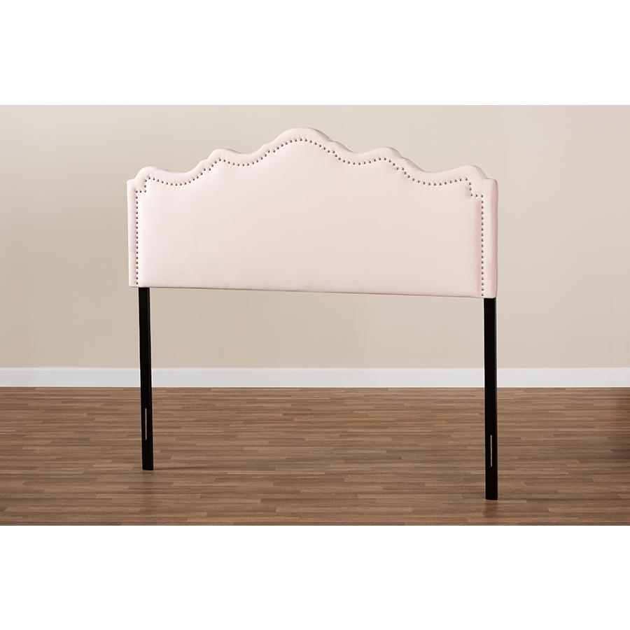Baxton Studio Nadeen Modern and Contemporary Light Pink Velvet Fabric Upholstered Full Size Headboard. Picture 5