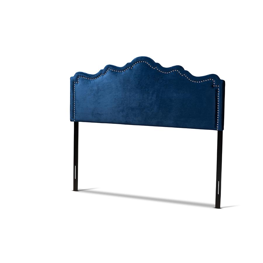 Baxton Studio Nadeen Modern and Contemporary Royal Blue Velvet Fabric Upholstered Full Size Headboard. The main picture.