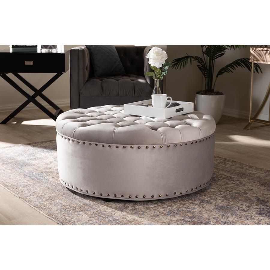 Baxton Studio Iglehart Modern and Contemporary Light Gray Velvet