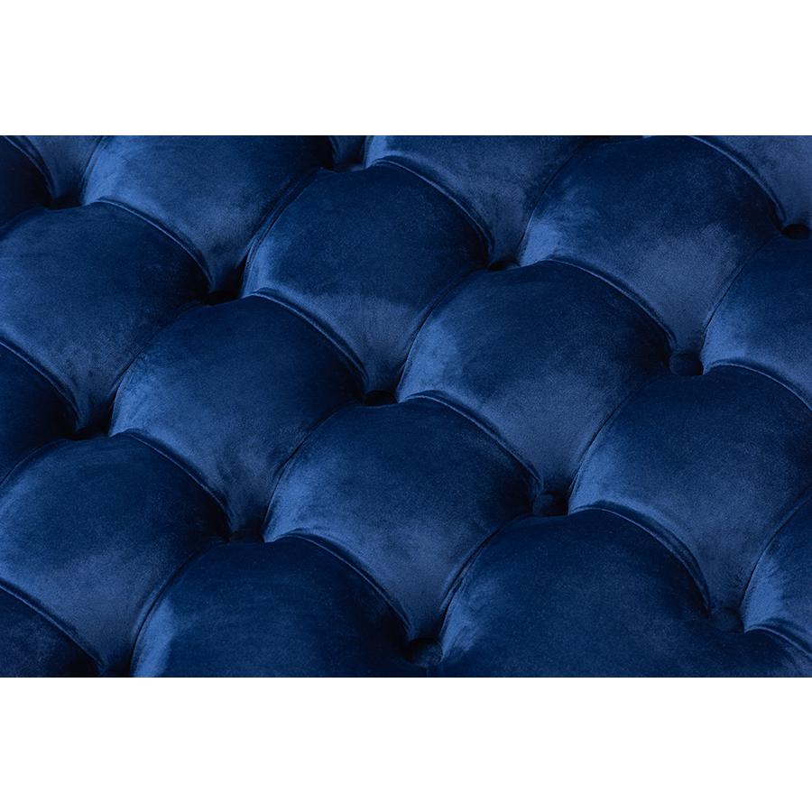Baxton Studio Iglehart Modern and Contemporary Royal Blue Velvet Fabric Upholstered Tufted Cocktail Ottoman. Picture 4