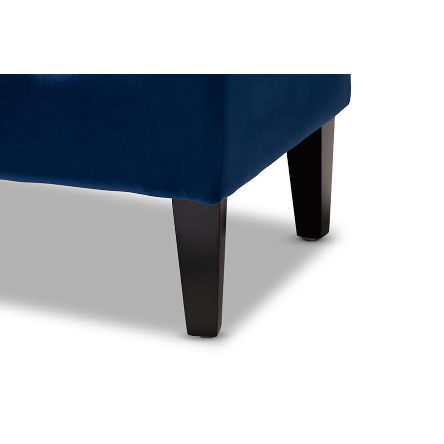 Baxton Studio Perret Modern and Contemporary Royal Blue Velvet Fabric Upholstered Espresso Finished Wood Bench. Picture 7