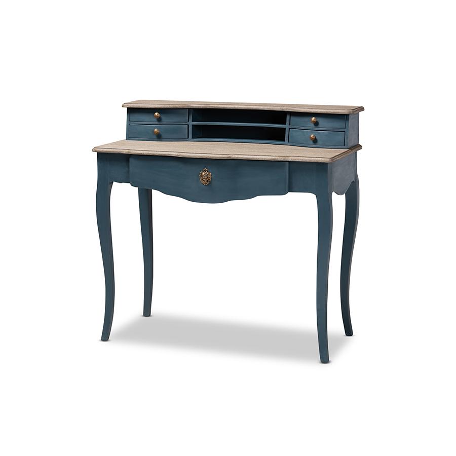Celestine French Provincial Blue Spruce Finished Wood Accent Writing Desk. Picture 1